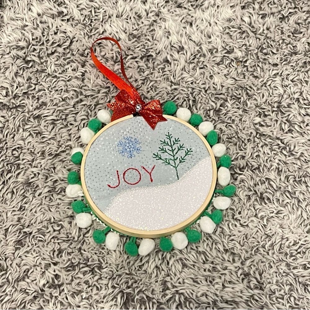 Hand Crafted Artisan Embroidered Christmas Ornament Gift